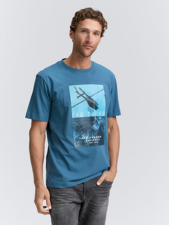 T-Shirt mit Fotoprint von Men, real teal blue
