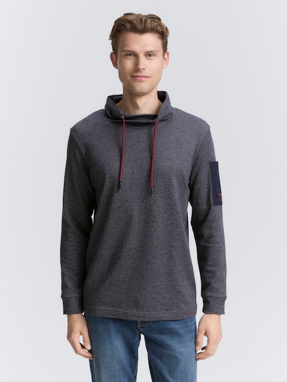 Snood katoenen shirt met lange mouwen door Men, navy grey grindle structure