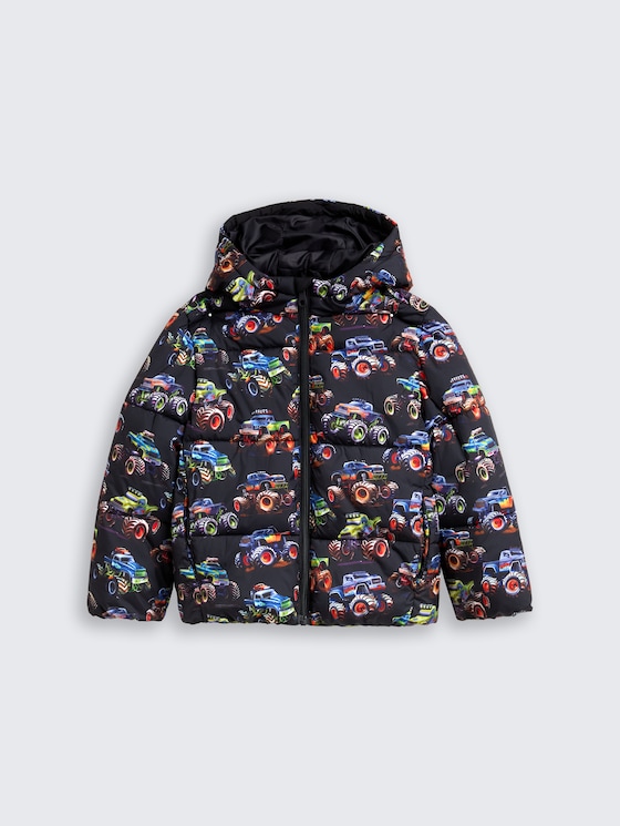 Pufferjack met all-over print door Mini Boys, dark multicolor car design