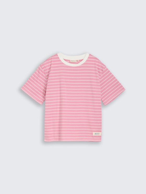 Boxy Fit T-Shirt von Denim Female, soft blush irregular stripe