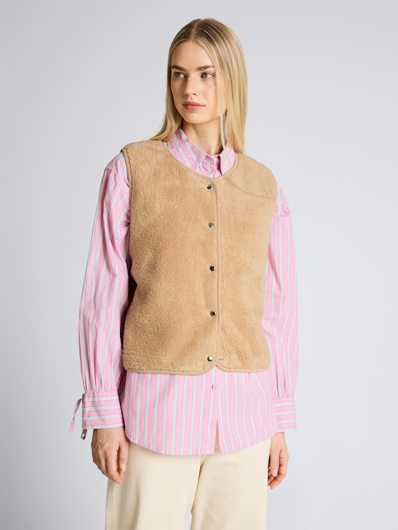 Loose Fit Teddy Weste von Denim Female, caramel beige