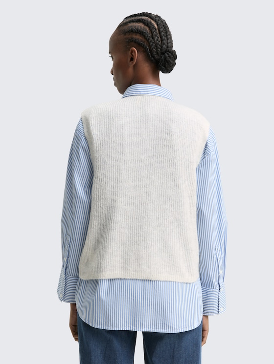 Slipover met knoopsluiting door Denim Female, Marble Beige Melange