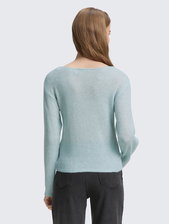 Strickpullover mit U-Boot-Ausschnitt von Denim Female, Silver Cloud Blue Melange