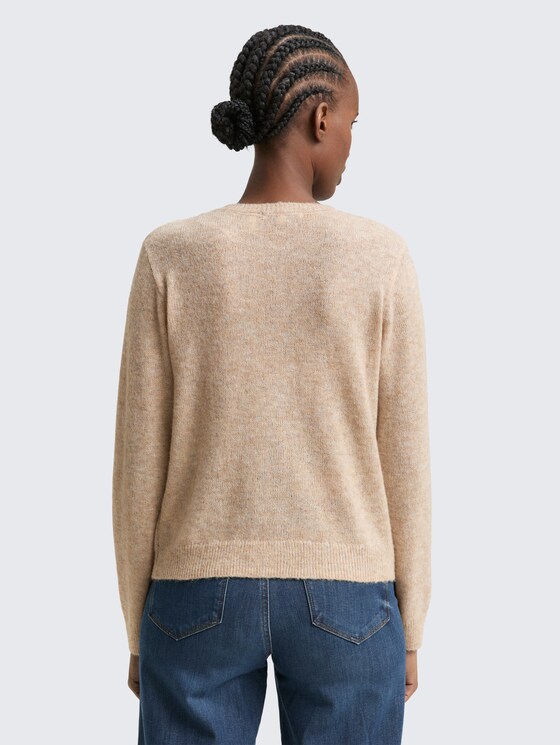 Cardigan mit Rundhalsausschnitt von Denim Female, intense beige melange