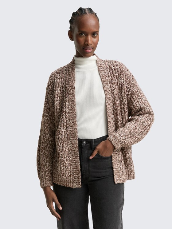 Relaxed Fit Cardigan in Melange-Optik von Denim Female, brown neps