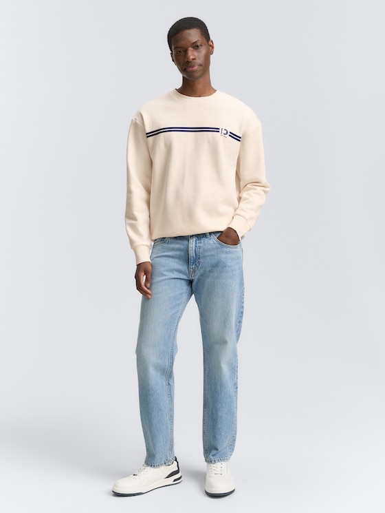 Crewneck sweatshirt with print by Denim Male, Gardenia White