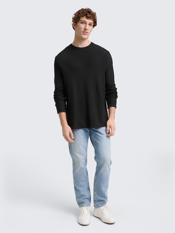 Relaxed fit knitted jumper by Denim Male, Night Watch Black
