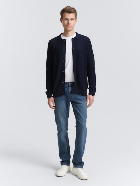 Strickjacke mit Knopfleiste von Men, sky captain blue