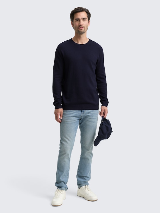 Strickpullover mit Kaschmir-Anteil von Men, Knitted Navy Melange