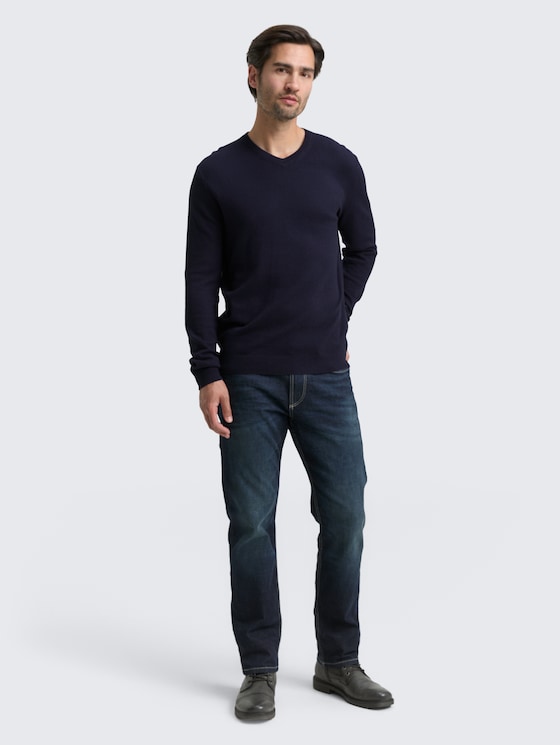 Strickpullover mit Kaschmir-Anteil von Men, Knitted Navy Melange