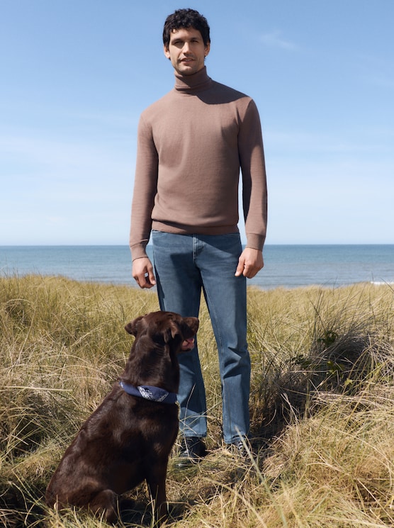 Rollkragenpullover mit Kaschmir-Anteil von Men, dark taupe melange