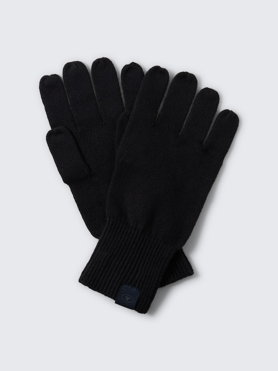 Gants avec une partie en cachemire par Men, Black