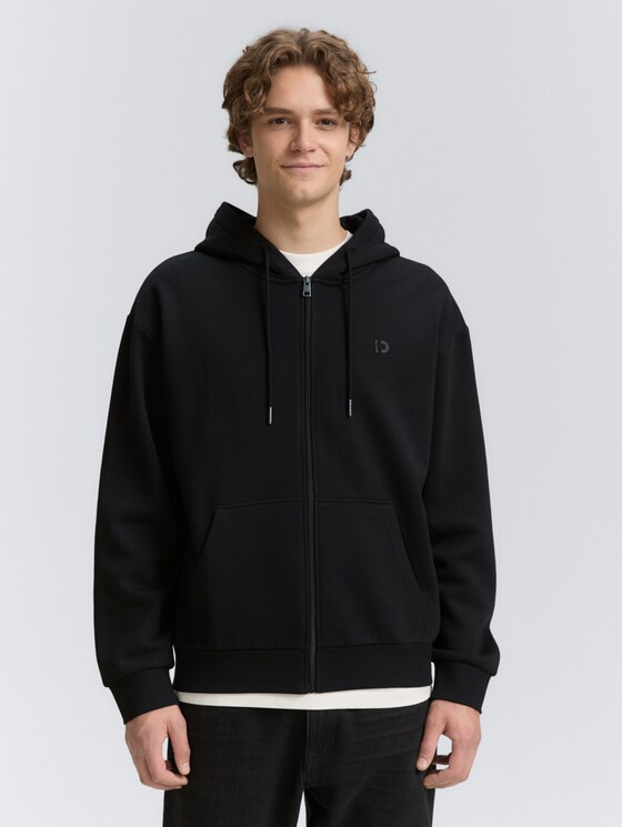 Hoodie-sweatjack met logoprint door Denim Male, Black