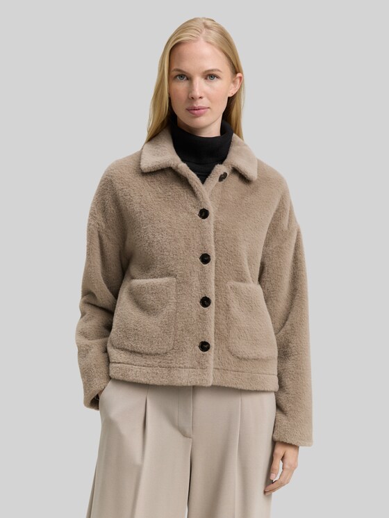 Teddy jacket with pockets in grey by Tom Tailor