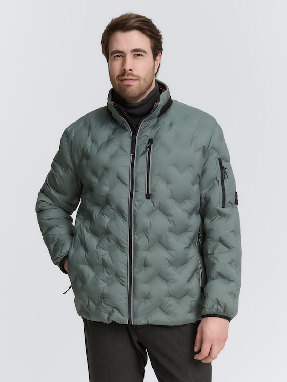 Plus Size - Hybrid Lightweight Steppjacke mit verstaubarer Kapuze von Men Plus Size, washed jasper green