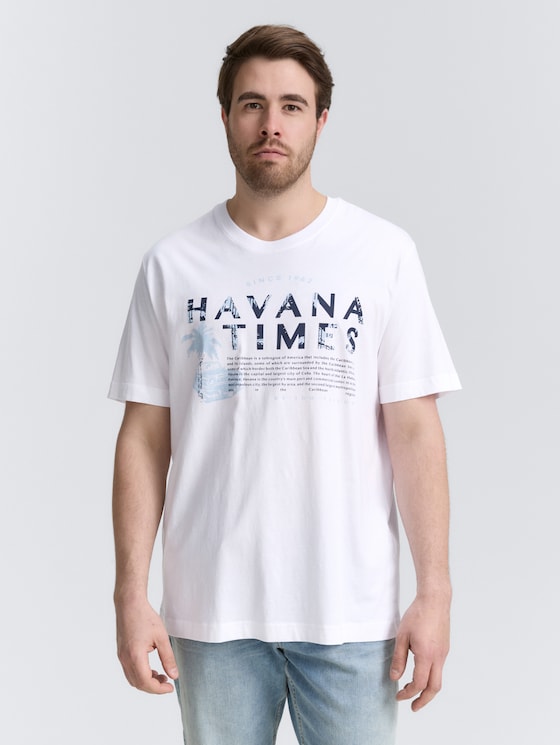 Plus Size -T-Shirt mit Print von Men Plus Size, White