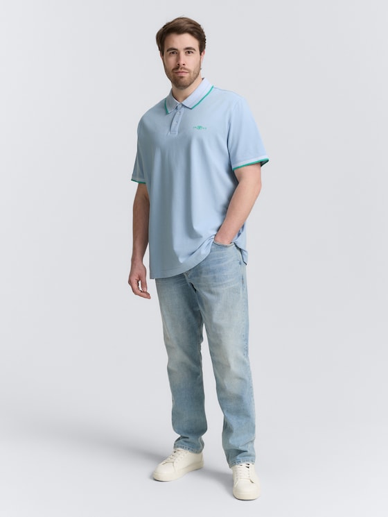 Plus Size - Piqué Poloshirt mit Stretch von Men Plus Size, light powder blue