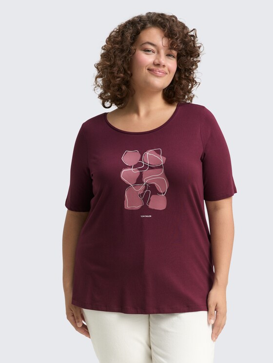 Plus Size - T-Shirt mit Print von Women Plus Size, bordeaux red