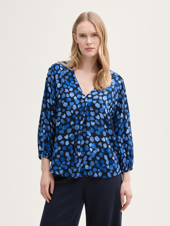 Blouse met V-hals door Women, blue heart print
