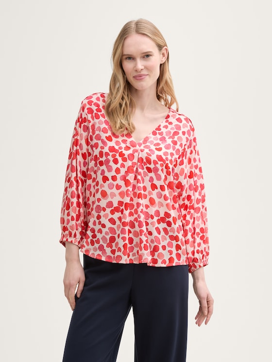 Blouse met V-hals door Women, rose red heart print