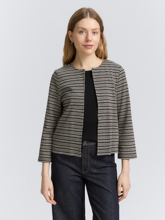 Cardigan Jacquard Boxy Fit par Women, black knit structure stripe