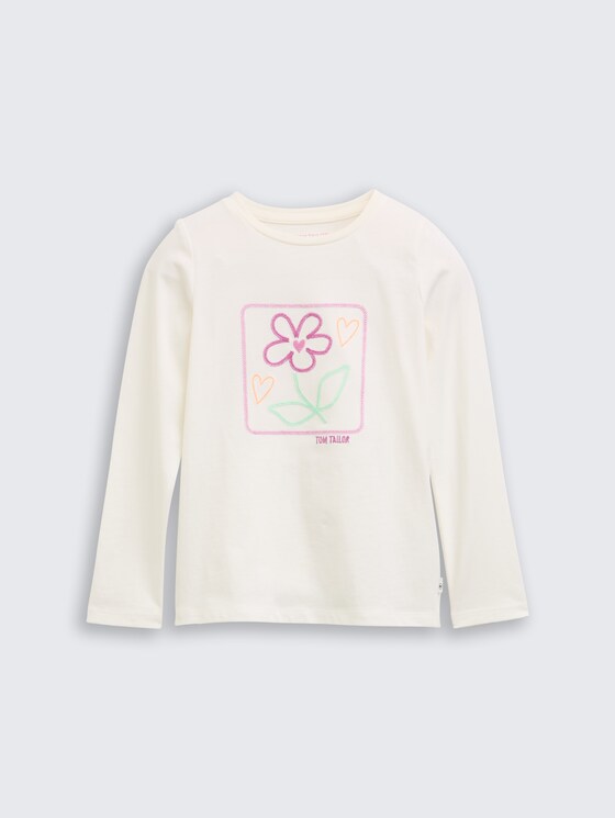 Shirt met lange mouwen en borduursel door Mini Girls, Wool White