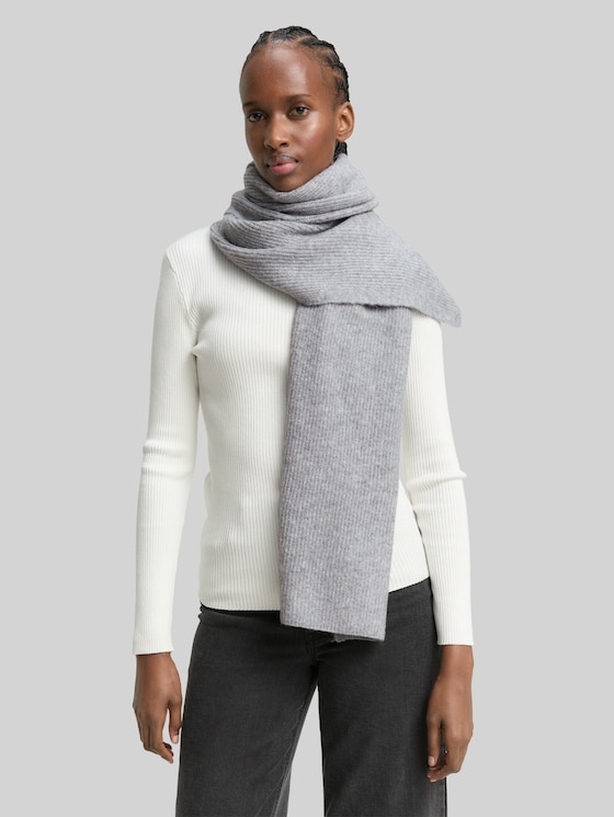 Cosy scarf in melange look in grey by Tom Tailor