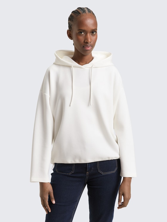 Losvallende scuba hoodie sweatshirt door Denim Female, Whisper White
