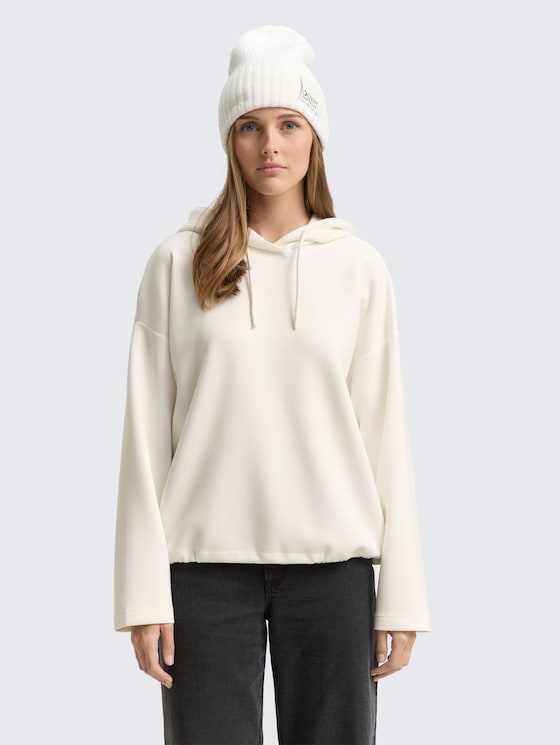 Sweat-shirt à capuche ample en scuba par Denim Female, off white