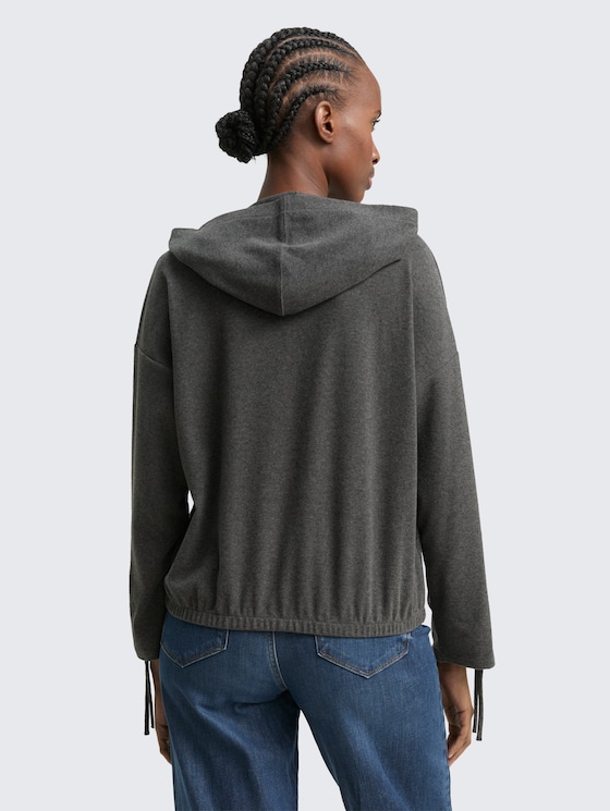 Loose Fit Langarmshirt mit Kapuze von Denim Female, Shale Grey Melange