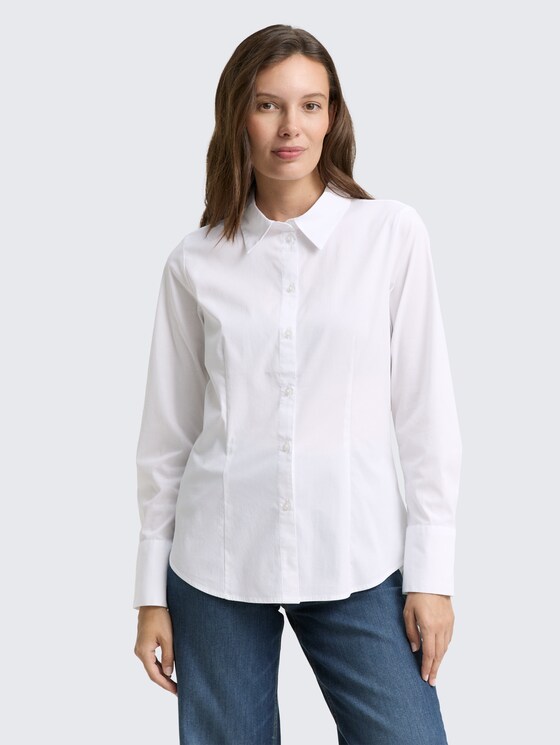 Overhemdblouse in popeline door Women, White