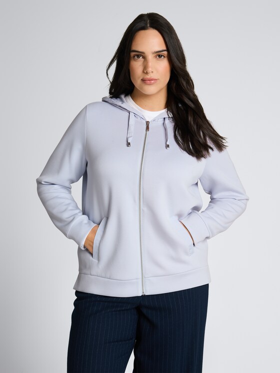 Plus Size - Hoodie Sweatjacke aus Scuba von Women Plus Size, soft dusty blue