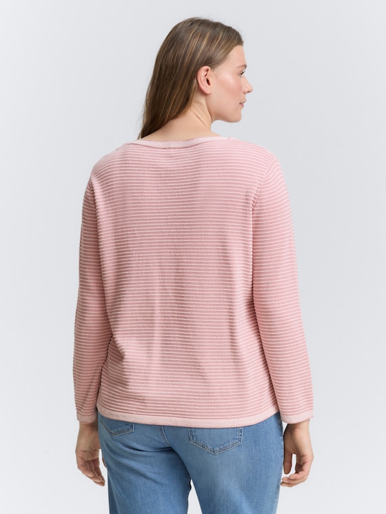 Plus Size - Strickpullover mit U-Boot-Ausschnitt von Women Plus Size, rose bubble knit stripe