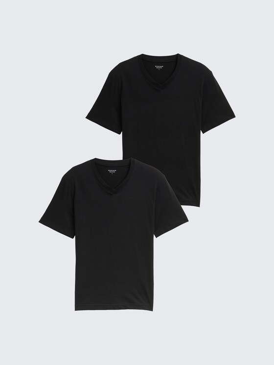 T-Shirts mit V-Ausschnitt im 2er-Pack von Men, Black