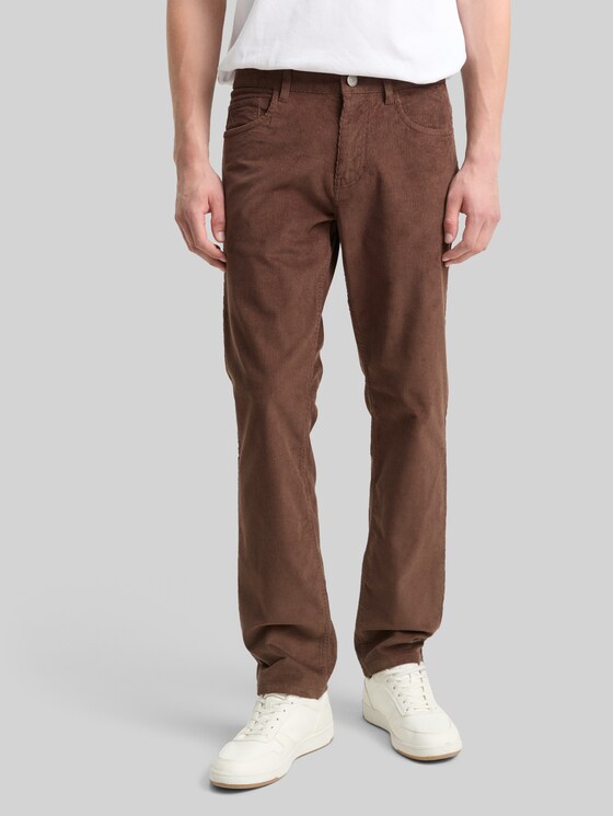 TTMARVIN STRAIGHT Corduroy Trousers in brown by Tom Tailor