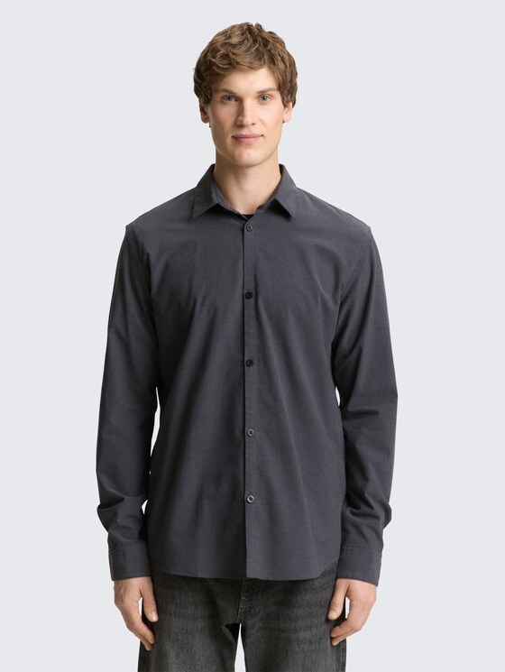 Chemise en coton Basic Fit par Denim Male, black grey chambray
