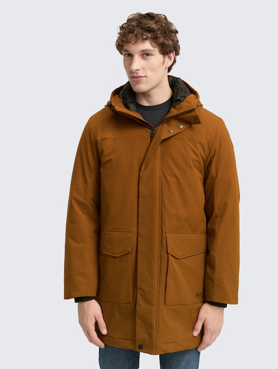 Parka with water-repellent function by Denim Male, equestrian brown
