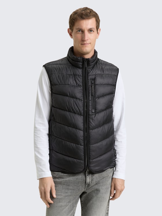 Gilet matelassé Lightweight avec col montant par Men, Black