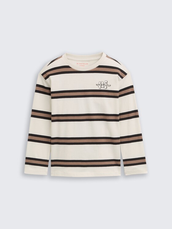 Langarmshirt mit Streifenmuster von Mini Boys, beige brown stripe