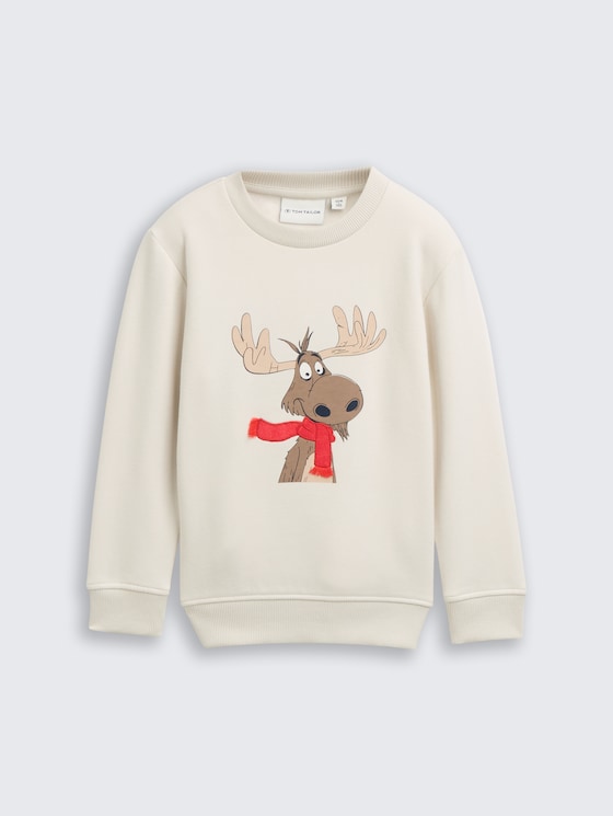 Sweat-shirt basique avec imprimé par Mini Boys, greyish white