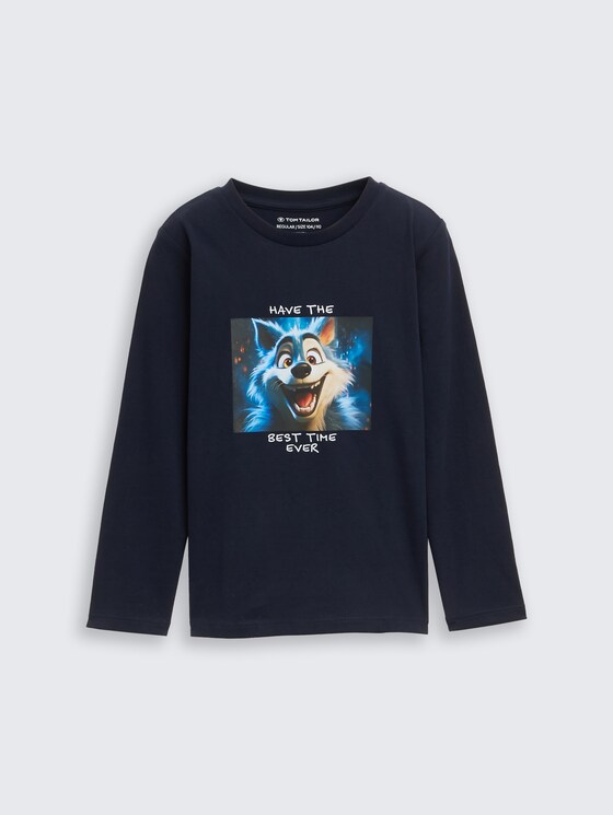 Shirt met lange mouwen en fotoprint door Mini Boys, sky captain blue