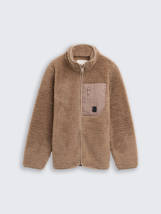 Veste sweat en teddy avec polaire par Teen Boys, taupe grey
