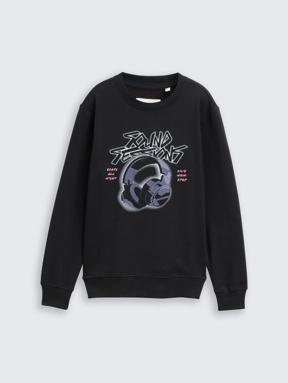 Sweat-shirt avec imprimé par Teen Boys, heavy black