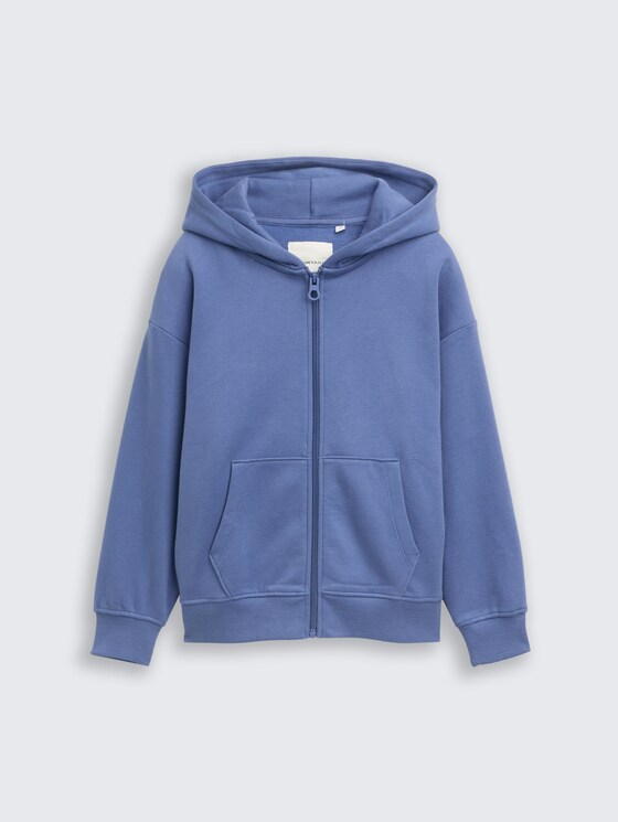 Oversized hoodie sweatshirt jacket with back print by Teen Boys, dusty faded blue