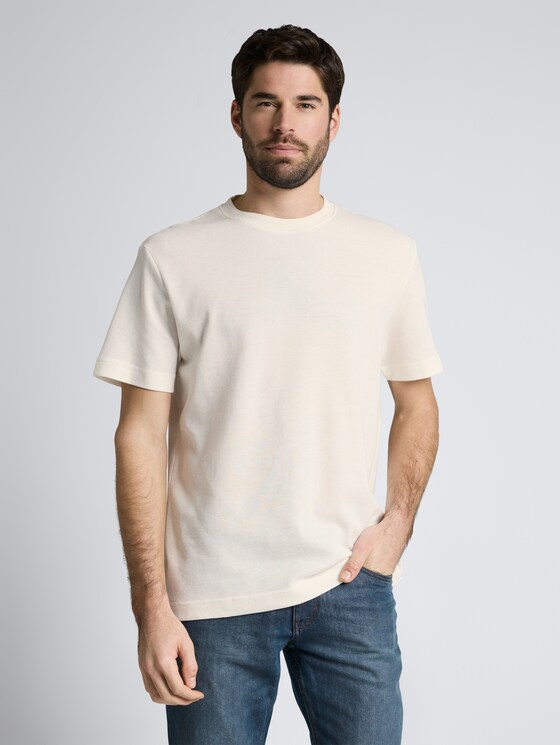 T-Shirt mit Waffelstruktur von Men, Gardenia White