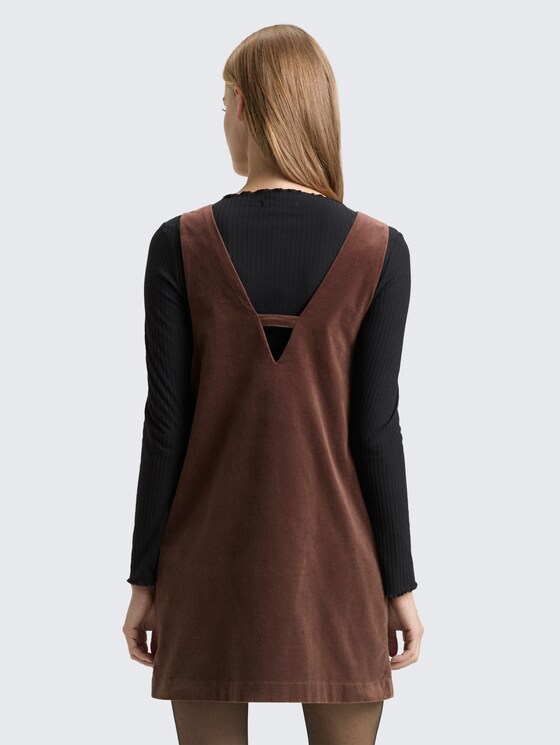 Mini-jurk van fluweel door Denim Female, soft chocolate brown