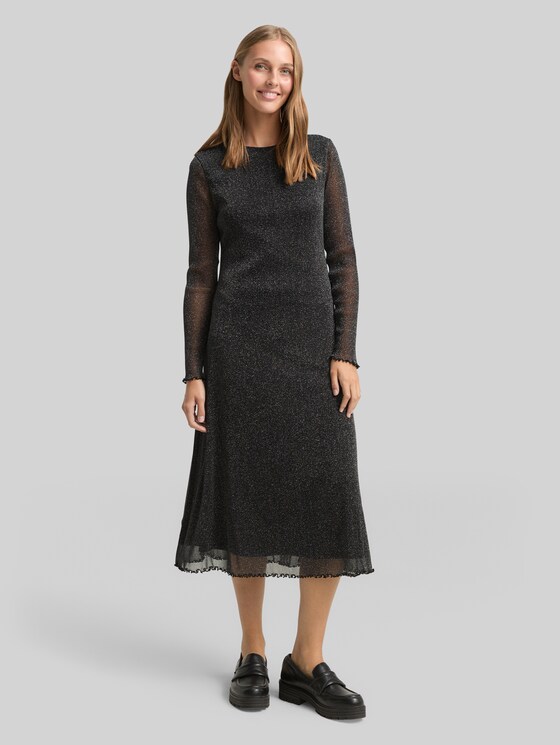 Midi-Meshkleid mit Glitzer-Effekt in schwarz von Tom Tailor