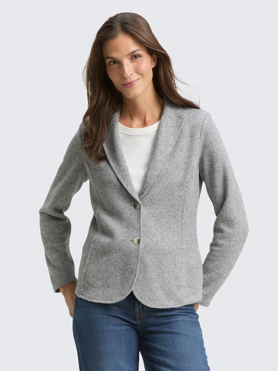 Slim Fit Blazer in Melange-Optik von Women, medium silver grey melange
