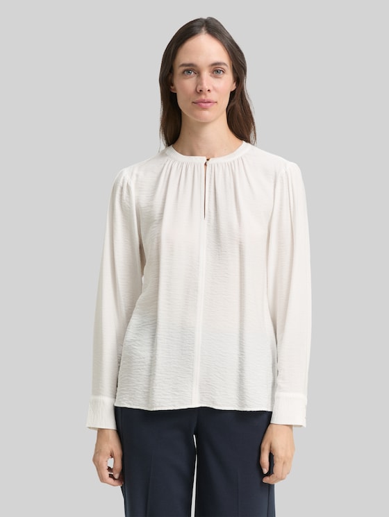 トップス crinklecrinklecrinkle sheerruffle blouse Crinkle blouse with ruffles in white by Tom Tailor