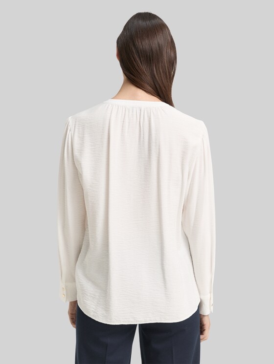 Crinkle blouse with ruffles in white by Tom Tailor